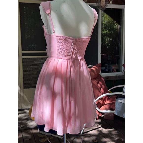 Windsor Pale Petal Pink Romantic Rouched Ballerina Top Dress Flouncy Cap Sleeve - Picture 2 of 7